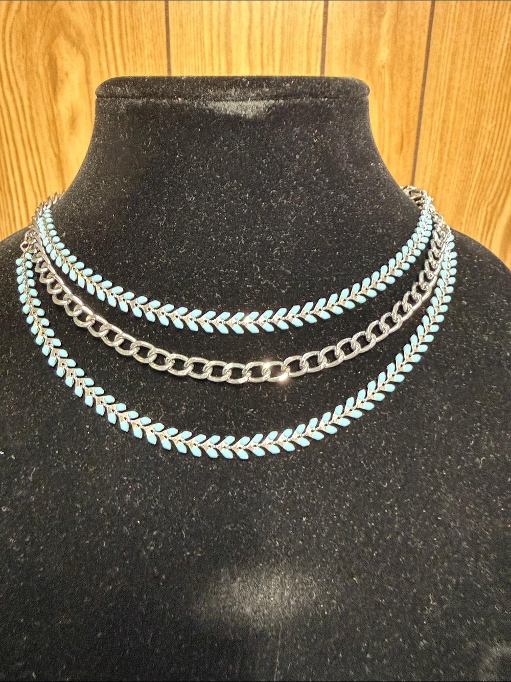 Vera Wang Silver Chain with Turquoise Leaf Layered Necklace - Women Jewelry